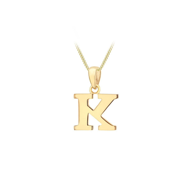9K Yellow Gold 'K' Initial Pendant
