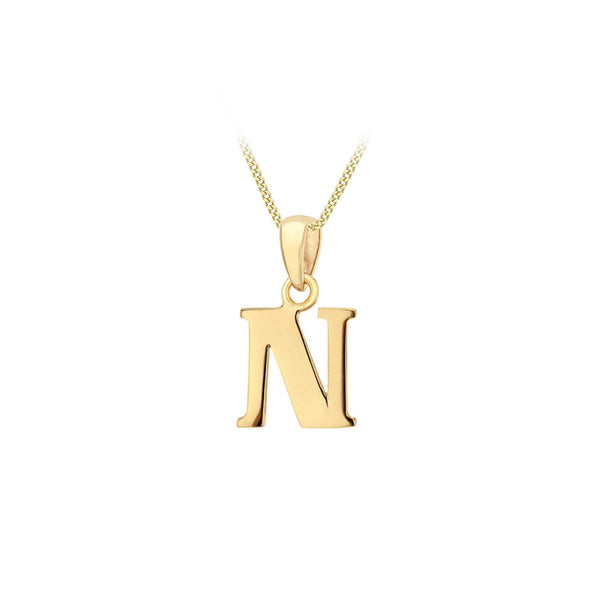 9K Yellow Gold 'N' Initial Pendant