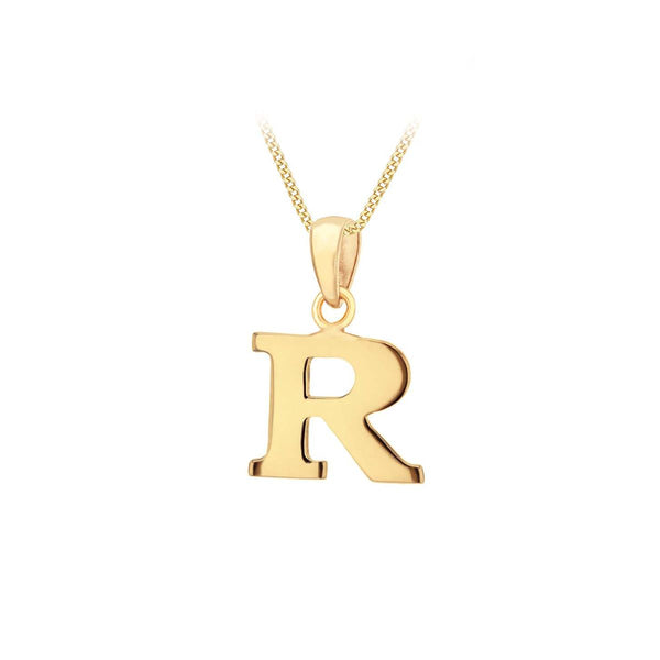9K Yellow Gold 'R' Initial Pendant
