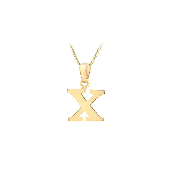 9K Yellow Gold 'X' Initial Pendant