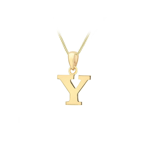 9K Yellow Gold 'Y' Initial Pendant