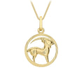 9K Yellow Gold Diamond Cut Capricorn Zodiac Pendant