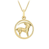 9K Yellow Gold Diamond Cut Capricorn Zodiac Pendant
