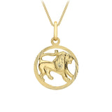 9K Yellow Gold Diamond Cut Leo Zodiac Pendant