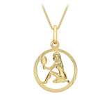 9K Yellow Gold Diamond Cut Virgo Zodiac Pendant