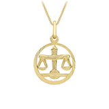 9K Yellow Gold Diamond Cut Libra Zodiac Pendant