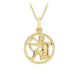 9K Yellow Gold Diamond Cut Sagittarius Zodiac Pendant