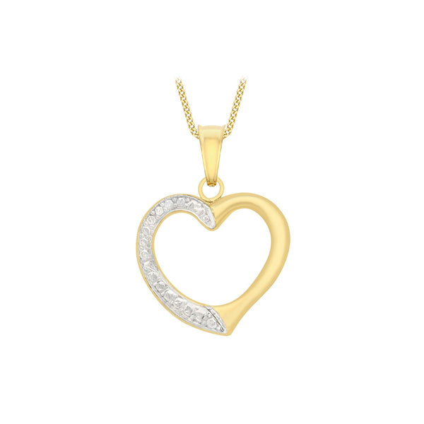 9K 2-Colour Gold Open-Heart Pendant