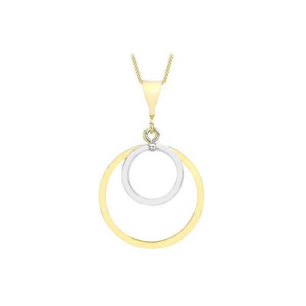 9K 2-Colour Gold Double-Cutout-Circle Drop Pendant