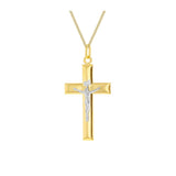 9K 2 Colour Gold Large Crucifix Pendant