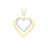 9K 2-Colour Gold Diamond Cut Double-Heart Pendant
