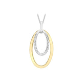 9K 2-Colour Gold Diamond Cut Double-Oval Pendant