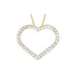 9K 2-Colour Gold Diamond Cut Open-Heart Pendant