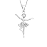 9K White Gold CZ Prancing Dancer Pendant