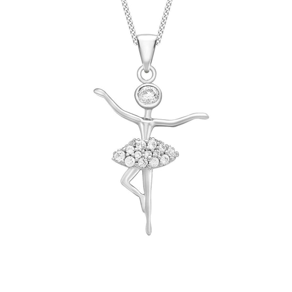 9K White Gold CZ Prancing Dancer Pendant
