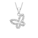 9K White Gold Cubic Zirconia Butterfly Pendant