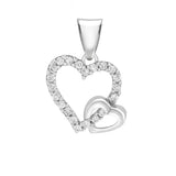 9K White Gold CZ Double-Heart Pendant