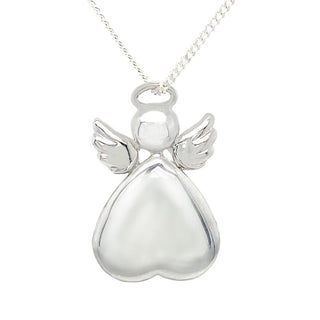 Sterling Silver 16mm Polished Heart Angel Pendant