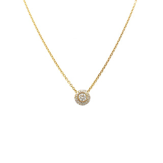 18K Yellow Gold 0.26ct Diamond Round Cluster Necklace