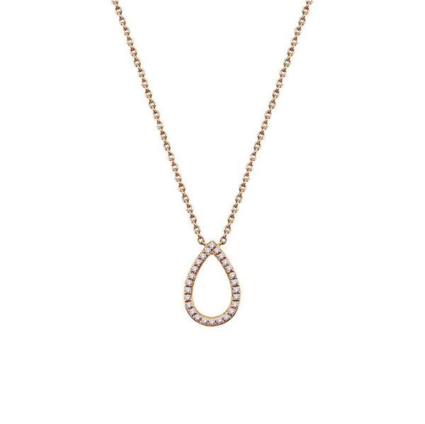 18ct Rose Gold Open Pear Diamond Necklace