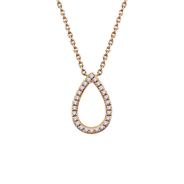 18K Rose Gold Open Pear Diamond Necklace