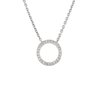 18K White Gold 0.09ct Diamond Open Circle Pendant
