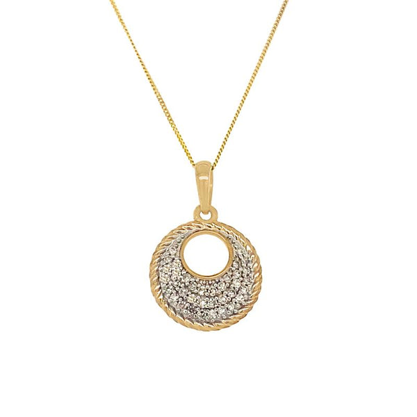 9K Yellow Gold 0.15ct Diamond Circle Pendant