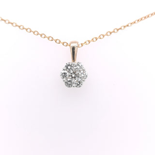 9ct Yellow Gold 0.33ct Diamond Set Cluster Pendant