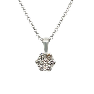 9K White Gold 0.33ct Diamond Cluster Pendant