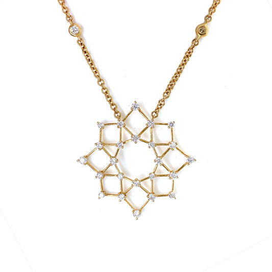 18K Yellow Gold Tessellated Diamond Necklace
