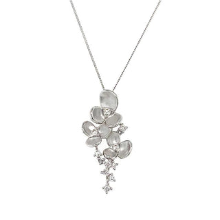 9K White Gold Diamond Flower Pendant