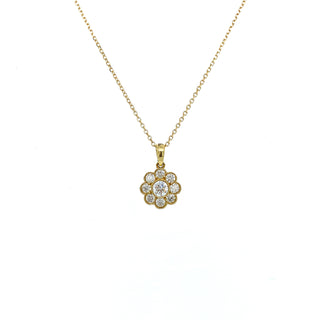 18K Yellow Gold Diamond Flower Pendant