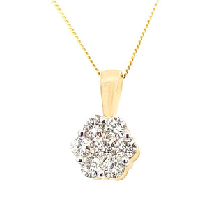 9K Yellow Gold 0.33ct Diamond Flower Pendant