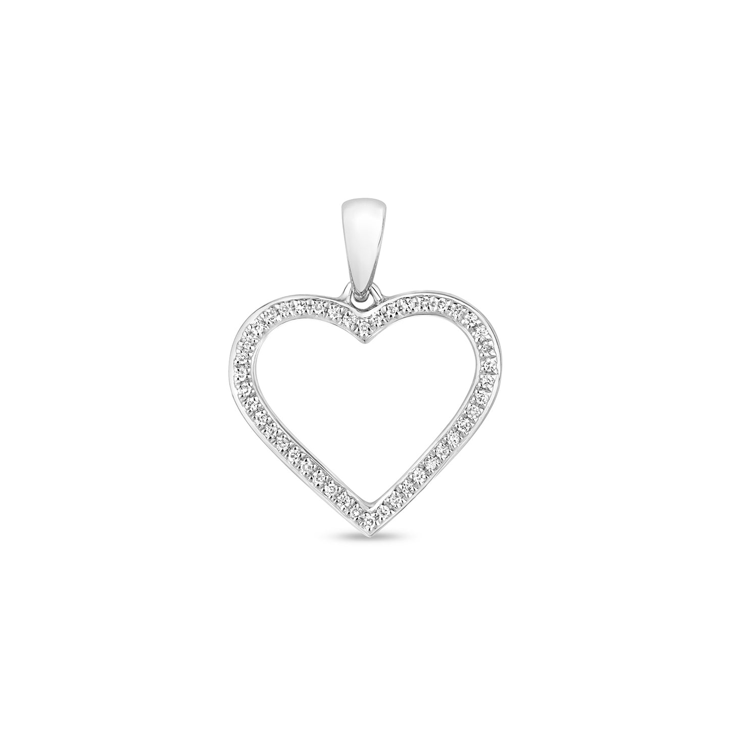 9K White Gold 0.09ct Diamond Heart Pendant