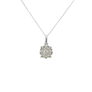 9K White Gold 0.33ct Diamond Cluster Pendant