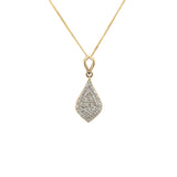 9K Yellow Gold 0.13ct Diamond Teardrop Cluster Pendant