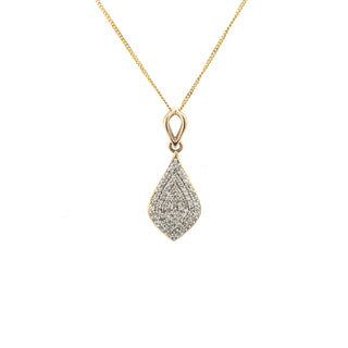 9K Yellow Gold 0.13ct Diamond Teardrop Cluster Pendant