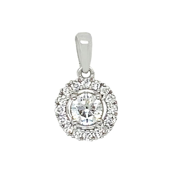 9ct White Gold Diamond Halo Pendant