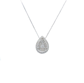 18K White Gold 0.50ct Diamond Pear Cluster Pendant