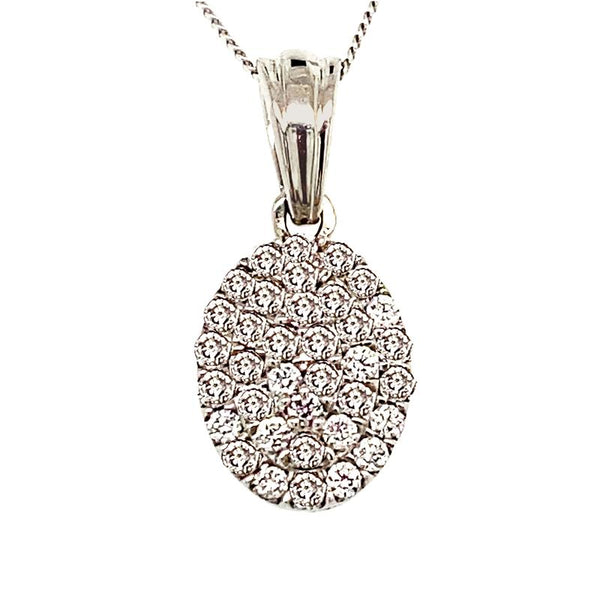 9K White Gold 0.25ct Diamond Cluster Pendant
