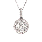 9K White Gold 0.55ct Diamond Halo Pendant
