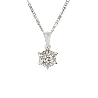 9K White Gold 0.25ct Diamond Cluster Pendant