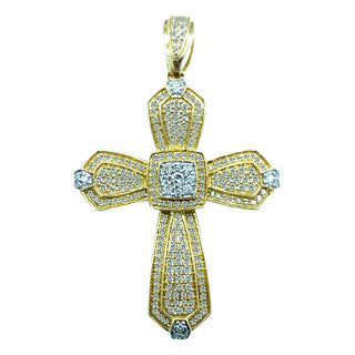 9K Yellow Gold 1.08ct Diamond Cross Pendant