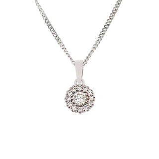 9K White Gold 0.20ct Diamond Halo Pendant