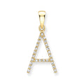 9K Yellow Gold Large Diamond 'A' Initial Pendant