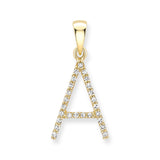9K Yellow Gold Large Diamond 'A' Initial Pendant