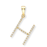 9K Yellow Gold Large Diamond 'H' Initial Pendant