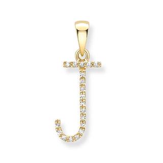 9K Yellow Gold Large Diamond 'J' Initial Pendant