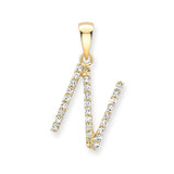 9K Yellow Gold Large Diamond 'N' Initial Pendant