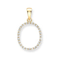 9K Yellow Gold Large Diamond 'O' Initial Pendant